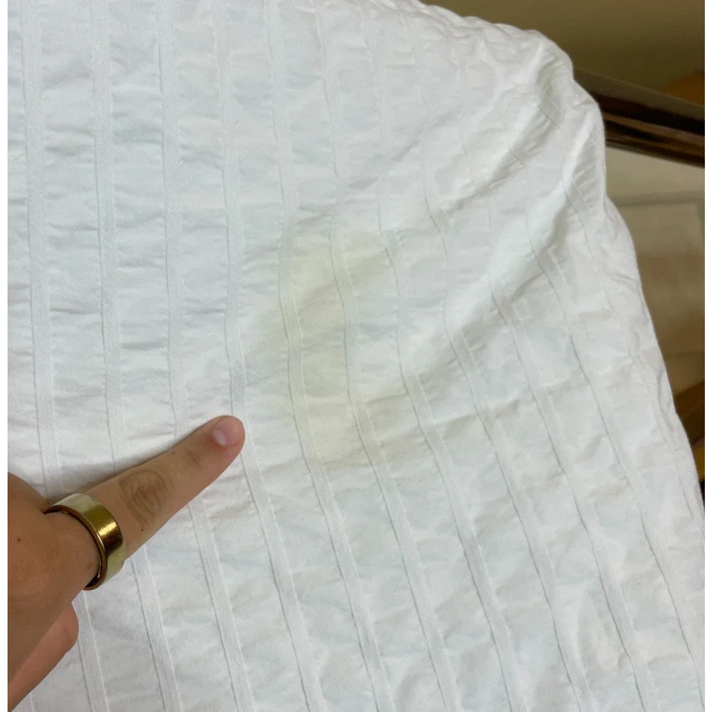 Ikea Full White Seersucker Cotton Duvet Cover with Two Pillowcases